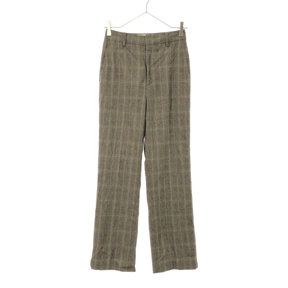 未使用 UNITED ARROWS TOKYO ユナイテッドアローズトウキョウ 日本製 チェック柄 ストレートパンツ 34 ブラウン系 タグ付き レディース