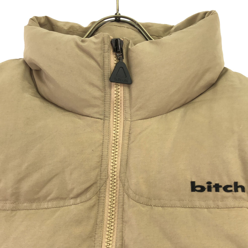 ビッチ ロゴ刺繍 ダウンジャケット L ベージュ bitch メンズ