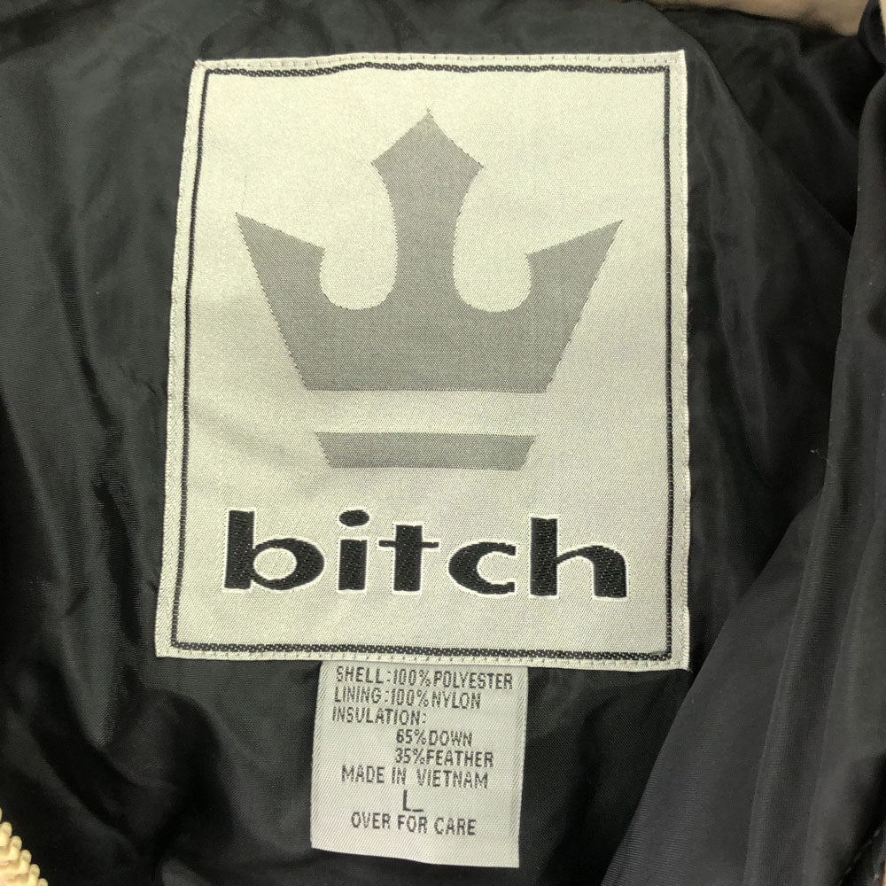 ビッチ ロゴ刺繍 ダウンジャケット L ベージュ bitch メンズ