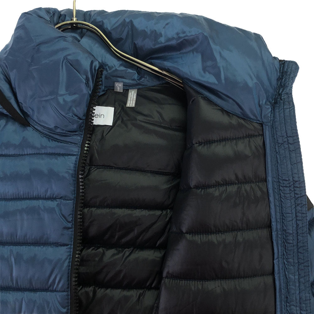 Calvin klein カルバンクライン フード付き 中綿コート S ブルー×ブラック レディース