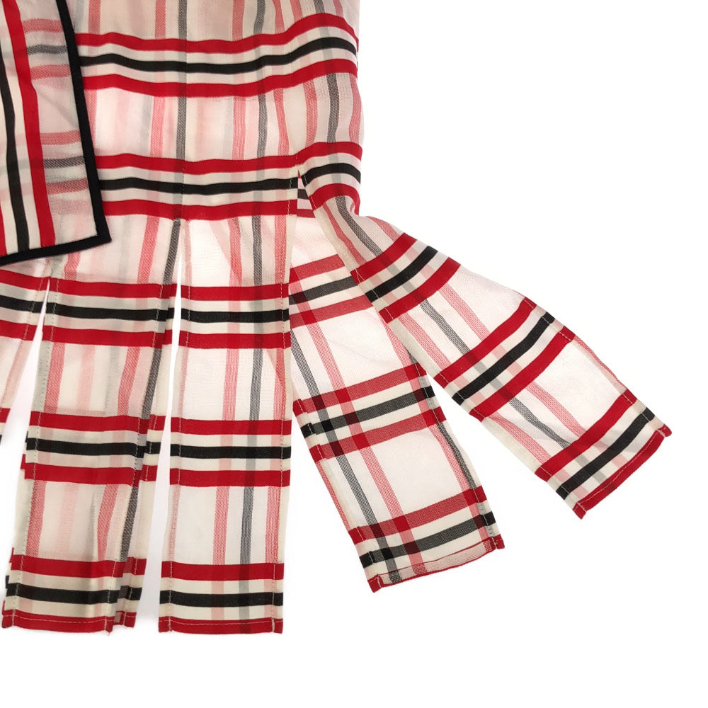 未使用 AKANE UTSUNOMIYA アカネウツノミヤ 日本製 チェック柄 ミモレ丈 スカート 38 レッド系 裏地付き サイドジップ タグ付き レディース