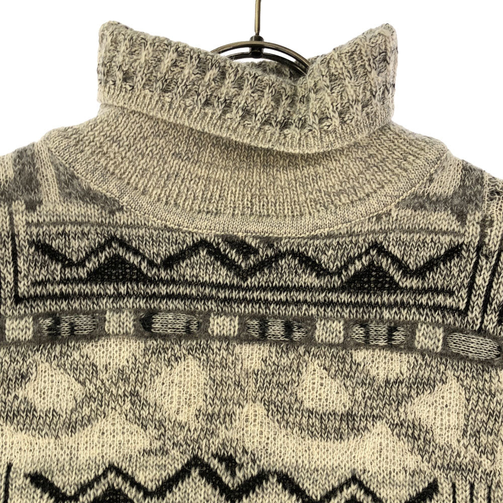 JACKSTONE ジャックストーン 80s 90s イタリア製 オールド 総柄 長袖 タートルネック セーター 46 グレー系 ニット メンズ