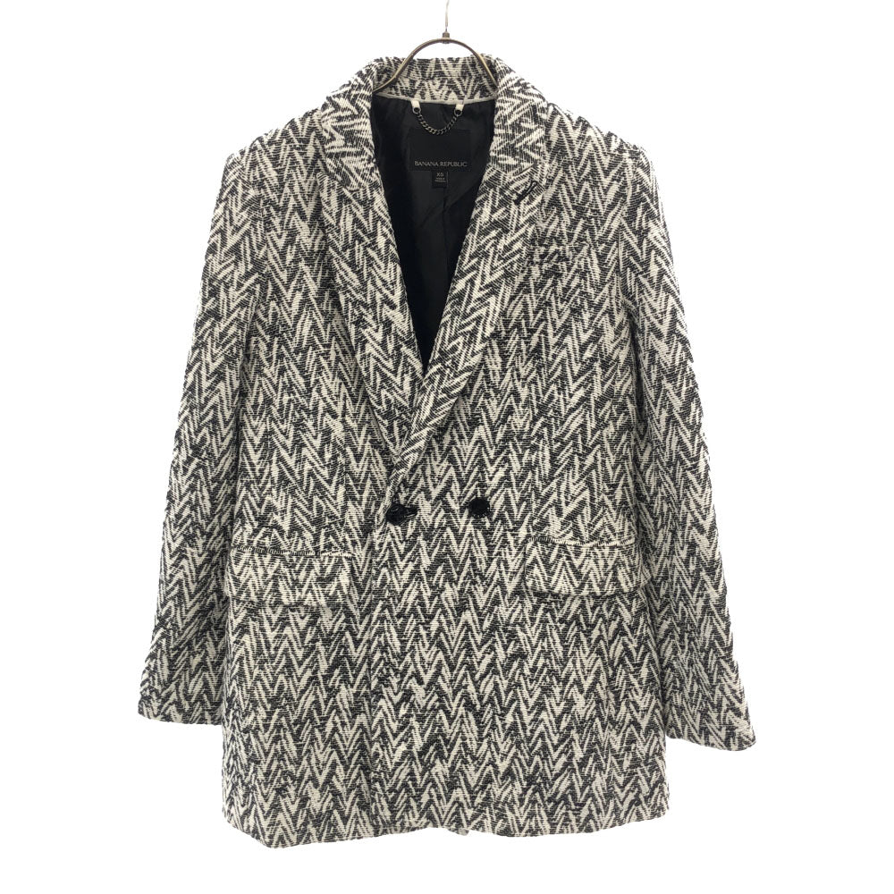 バナナリパブリック 幾何学柄 コート XS ホワイト×ブラック Banana Republic レディース