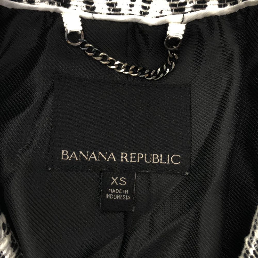 バナナリパブリック 幾何学柄 コート XS ホワイト×ブラック Banana Republic レディース