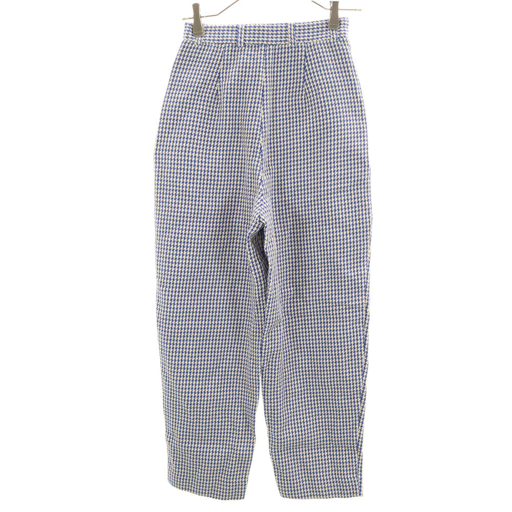未使用 キングアンドタックフィールド 千鳥柄 テーパードパンツ XS ホワイト×ブルー ハイウエスト タグ付き メンズ