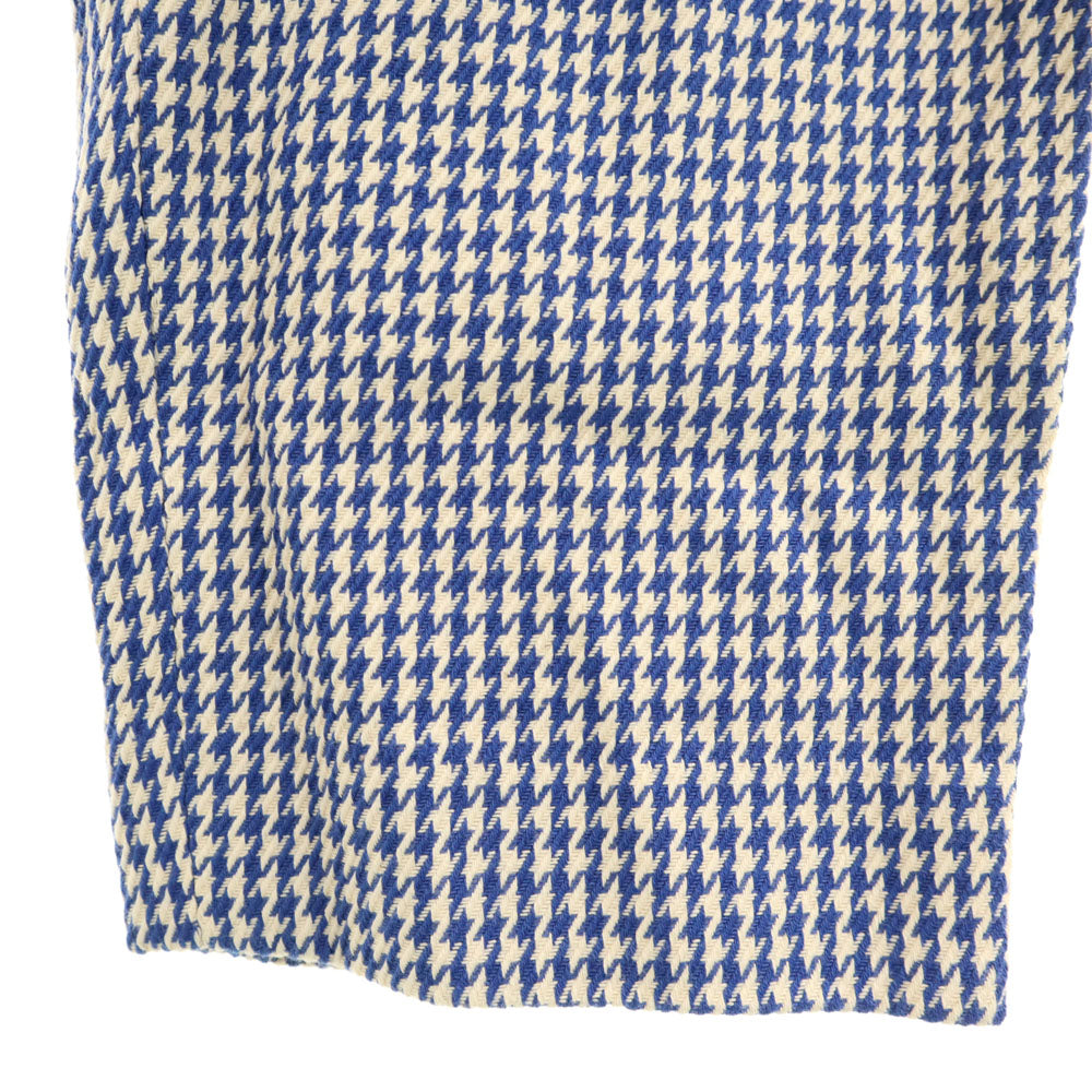 未使用 キングアンドタックフィールド 千鳥柄 テーパードパンツ XS ホワイト×ブルー ハイウエスト タグ付き メンズ