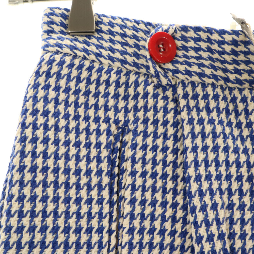 未使用 キングアンドタックフィールド 千鳥柄 テーパードパンツ XS ホワイト×ブルー ハイウエスト タグ付き メンズ