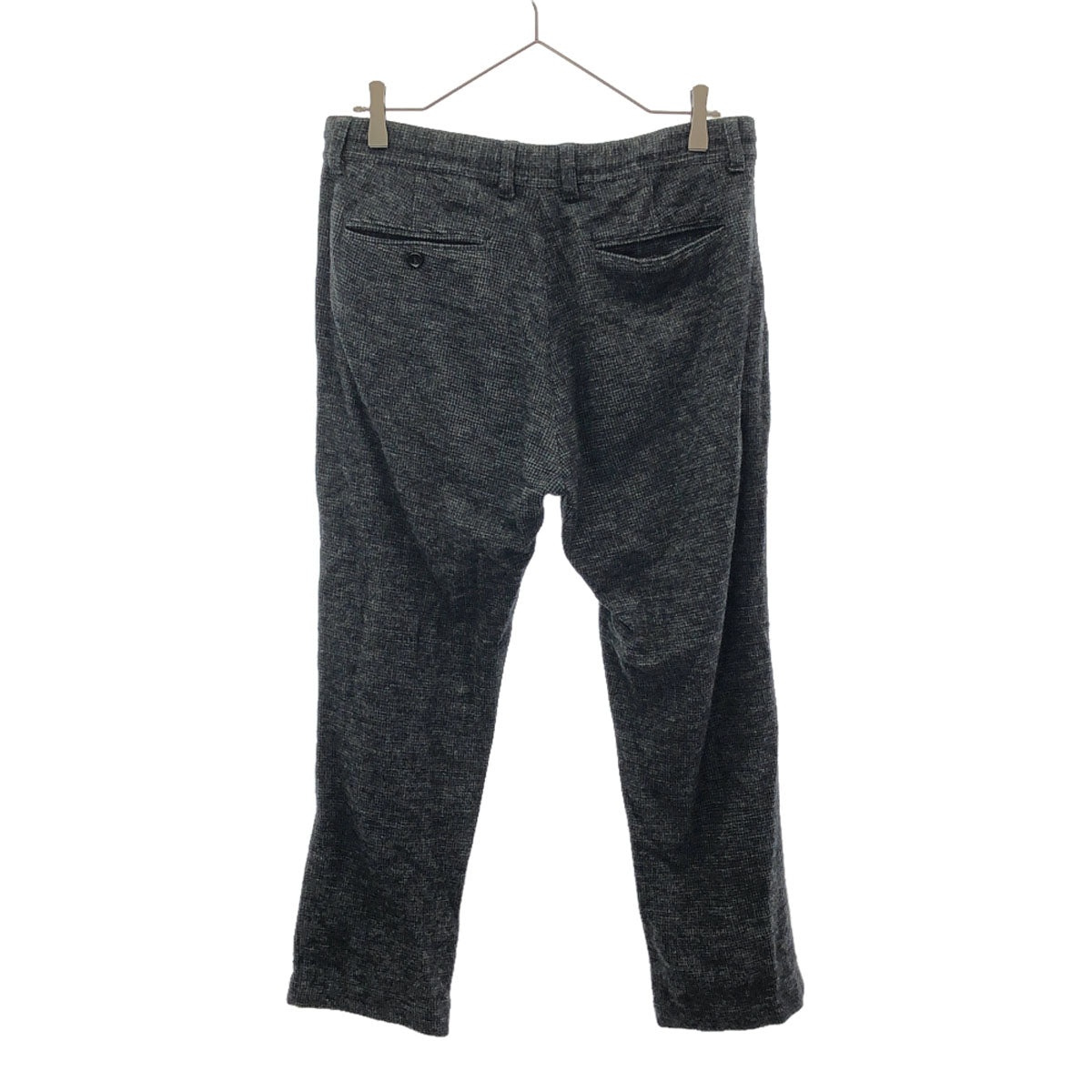 417byEDIFICE フォーワンセブンバイエディフィス チェック柄 ウールパンツ M グレー系 メンズ