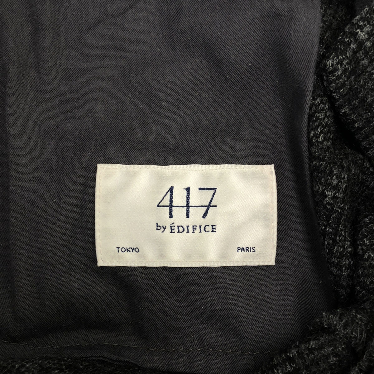 417byEDIFICE フォーワンセブンバイエディフィス チェック柄 ウールパンツ M グレー系 メンズ