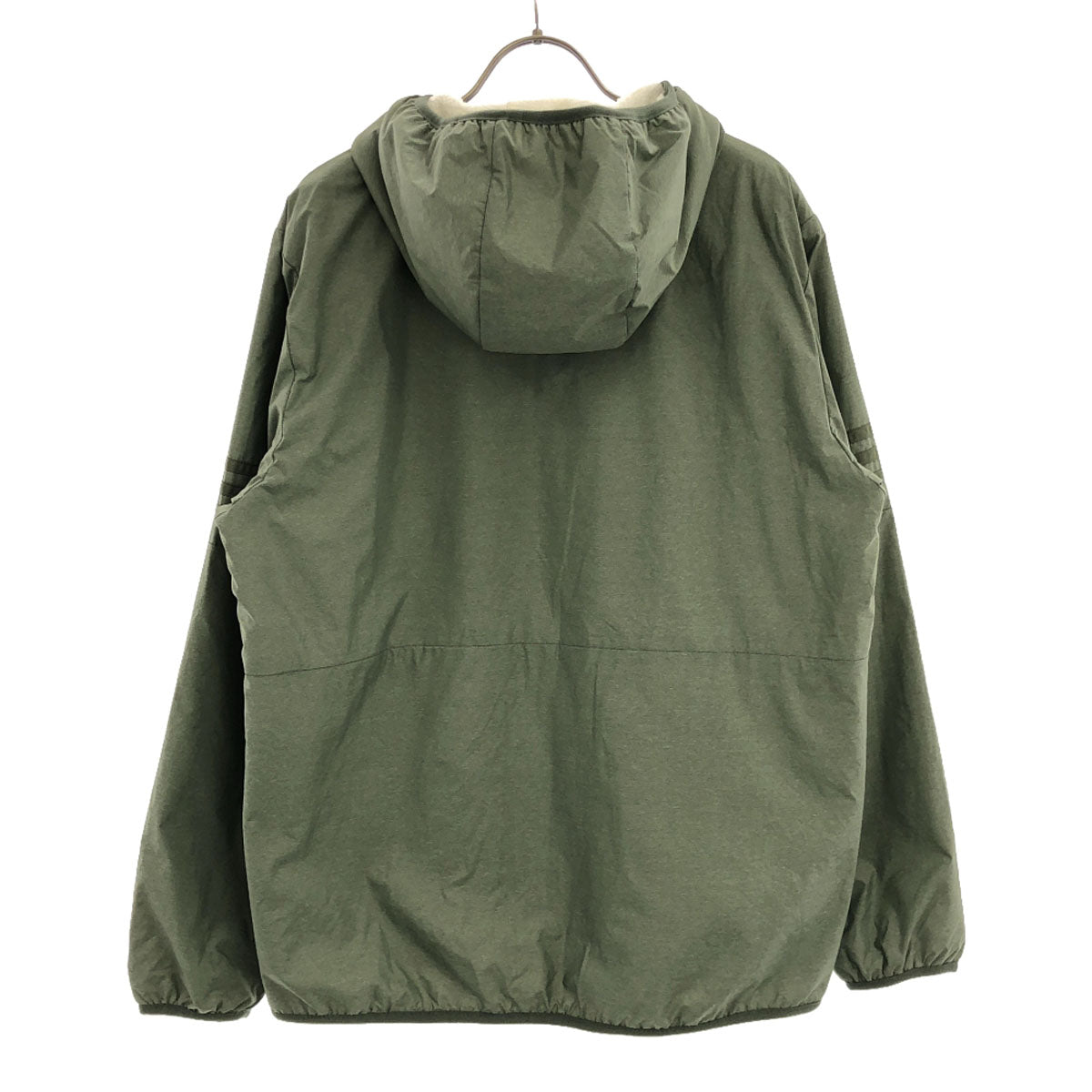 adidas アディダス ロゴ刺繍 長袖 ジップパーカー グリーン 裏ボア メンズ
