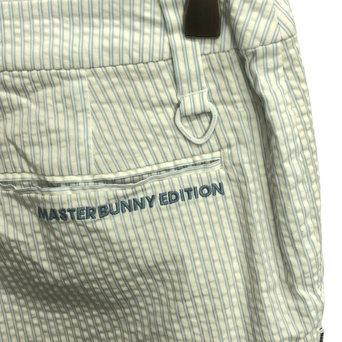 MASTER BUNNY EDITION マスターバニーエディション ロゴ刺繍 ロングパンツ 2 ホワイト×ライトブルー メンズ