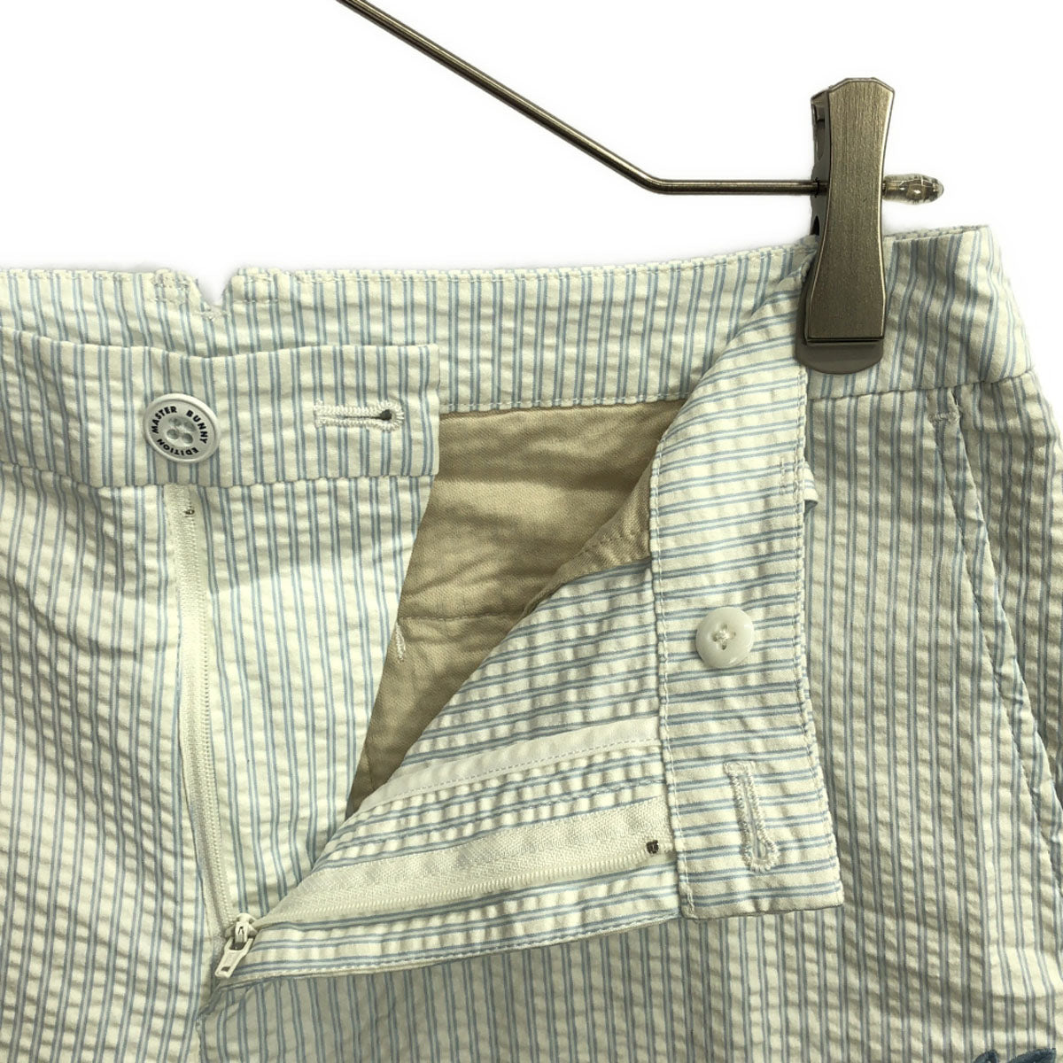 MASTER BUNNY EDITION マスターバニーエディション ロゴ刺繍 ロングパンツ 2 ホワイト×ライトブルー メンズ