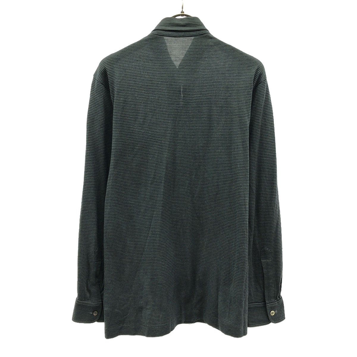 YVES SAINT LAURENT イヴサンローラン 90s オールド ボーダー柄 長袖 ボタンダウン ポロシャツ M グレー系 メンズ