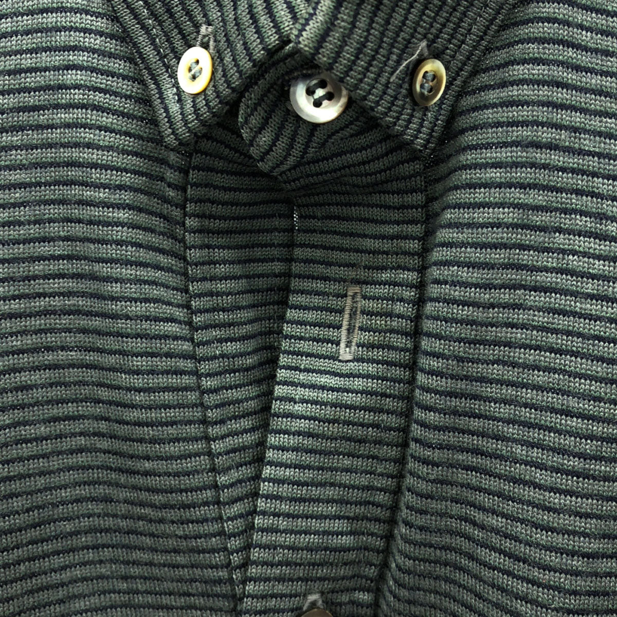 YVES SAINT LAURENT イヴサンローラン 90s オールド ボーダー柄 長袖 ボタンダウン ポロシャツ M グレー系 メンズ