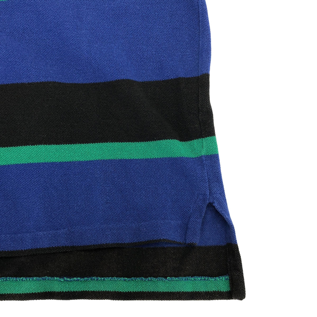 Polo by Ralph Lauren ポロバイラルフローレン 80s ヴィンテージ ボーイズ 緑タグ ボーダー 長袖 ポロシャツ L ブルー系 鹿の子 メンズ