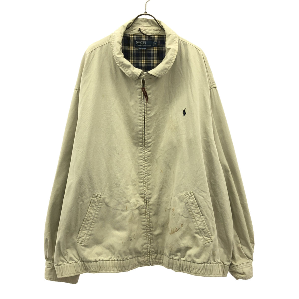 Polo by Ralph Lauren ポロバイラルフローレン 90s オールド ロゴ刺繍 スイングトップ 4X ベージュ ビッグサイズ ジャケット メンズ