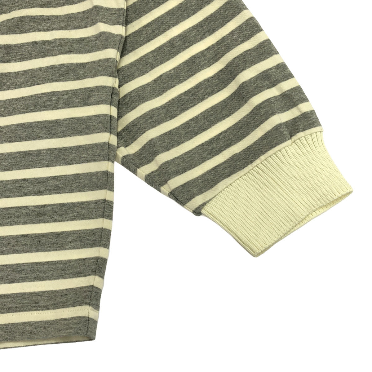 kolor/BEACON カラービーコン★ 日本製 ボーダー 長袖 リブモックネク カットソー 1 グレー×ホワイト メンズ