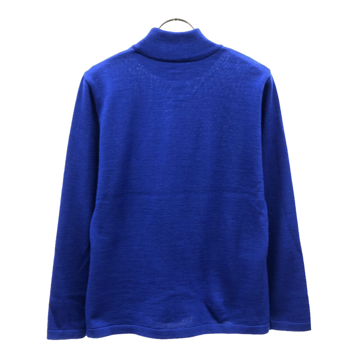 YVES SAINT LAURENT イヴサンローラン 90s ウール100% オールド ロゴ刺繍 長袖 モックネック ニット M ブルー セーター レディース