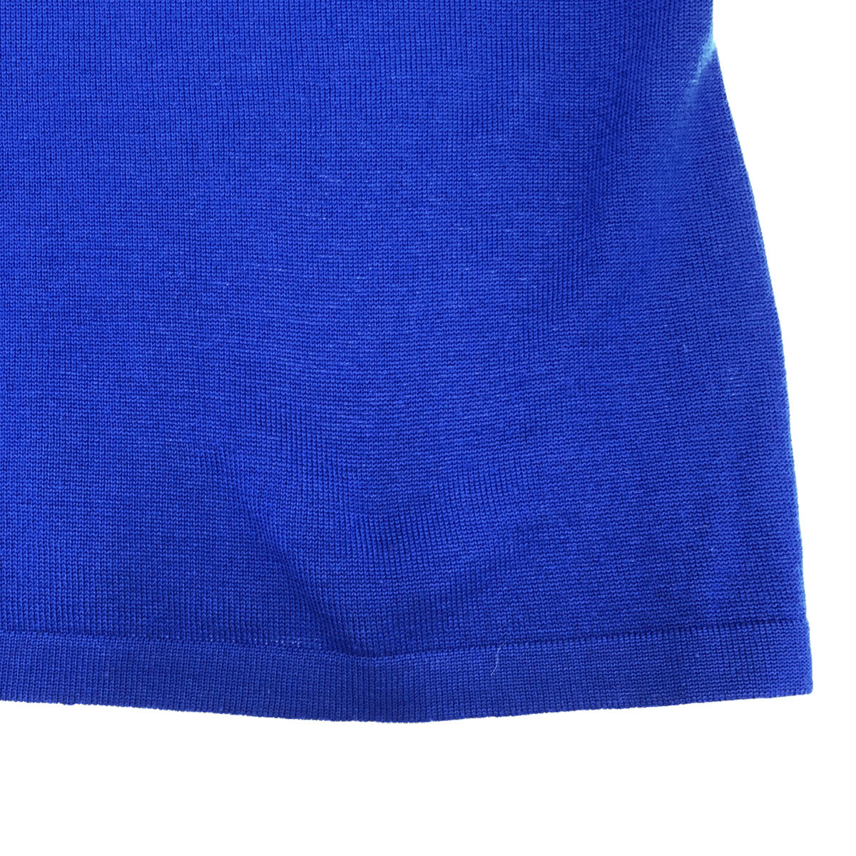 YVES SAINT LAURENT イヴサンローラン 90s ウール100% オールド ロゴ刺繍 長袖 モックネック ニット M ブルー セーター レディース