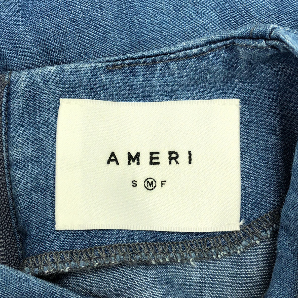 AMERI UNDRESSED アメリ 長袖 ノーカラー プルオーバー シャツ M ブルー バックジップ レディース