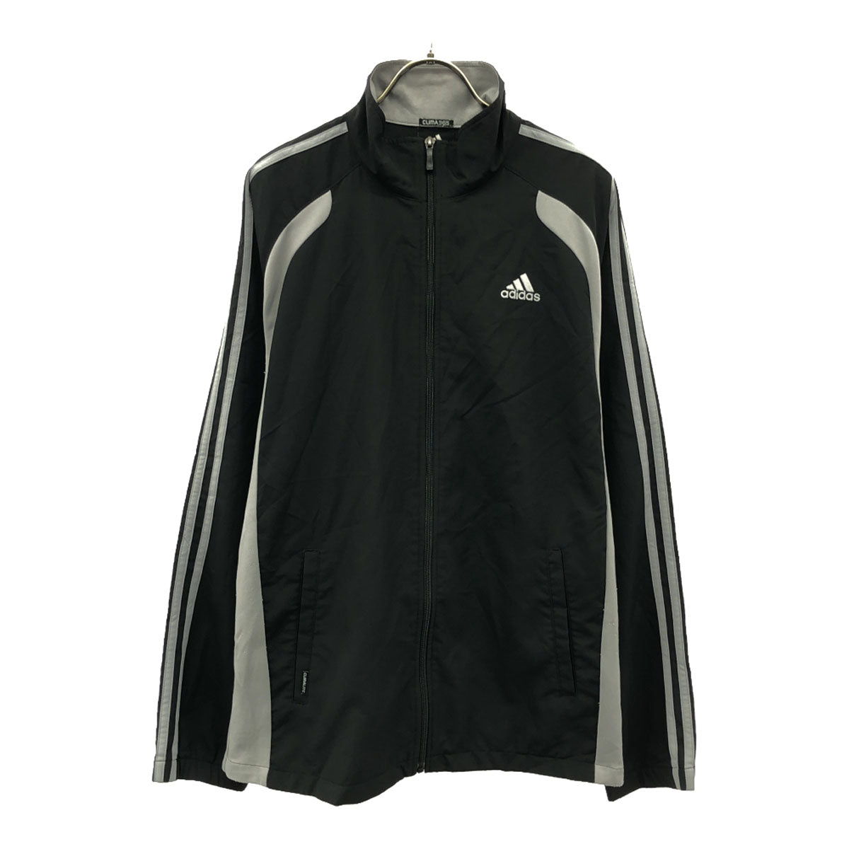 adidas アディダス CLIMA365 ロゴ刺繍 スポーツジャケット L ブラック×ライトグレー トレーニング メンズ