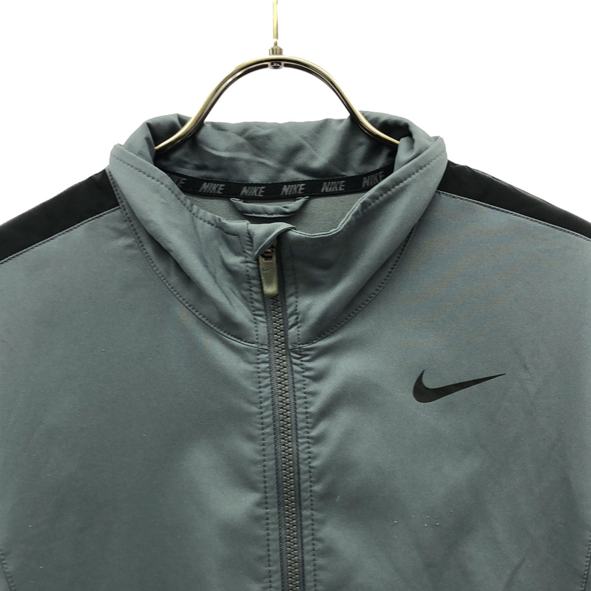 NIKE ナイキ ロゴプリント スポーツジャケット S グレー×ブラック DRI-FIT トレーニング メンズ