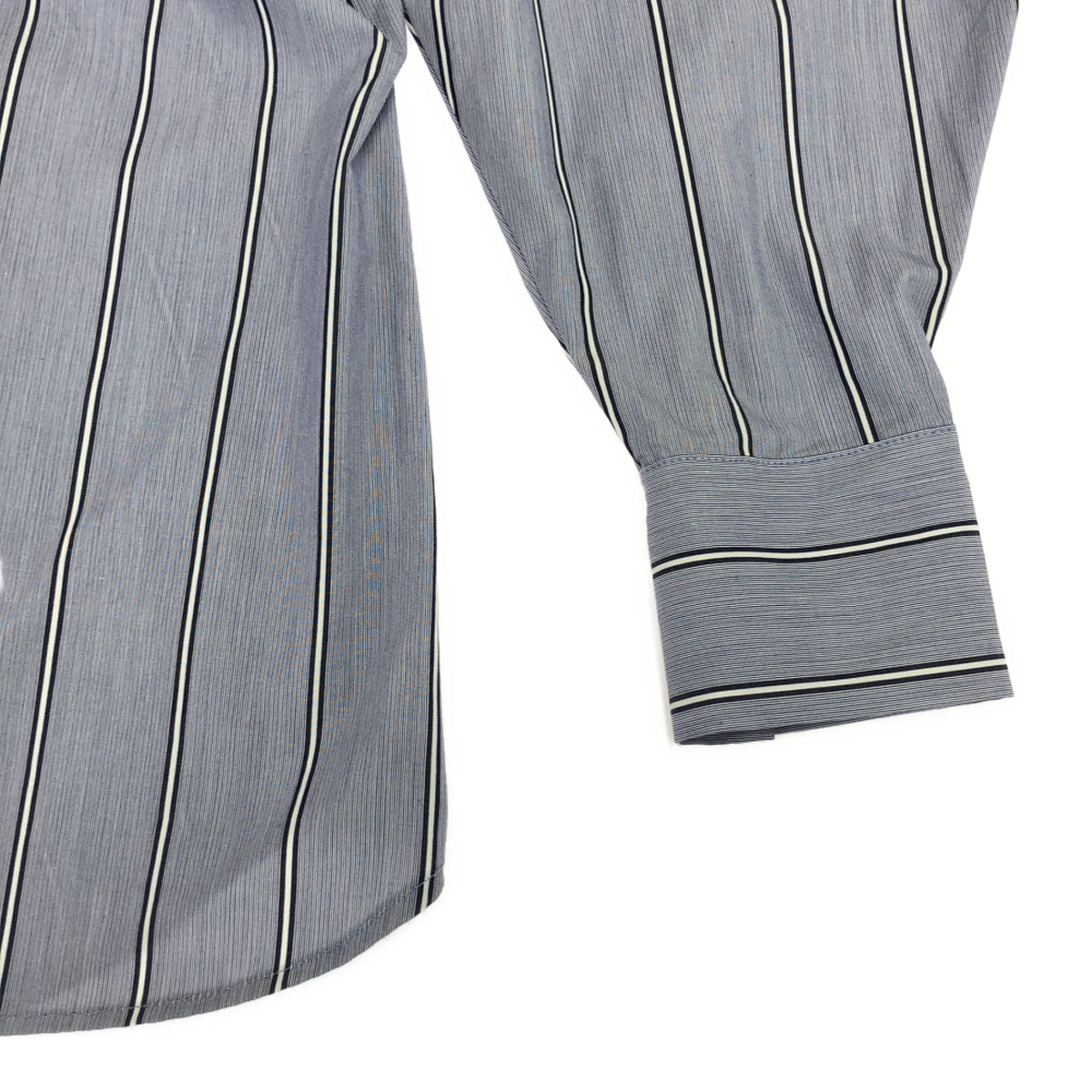 AMERI UNDRESSED アメリ ストライプ 長袖 バルーンスリーブ シェイプ コットンシャツ F ブルー系 レディース