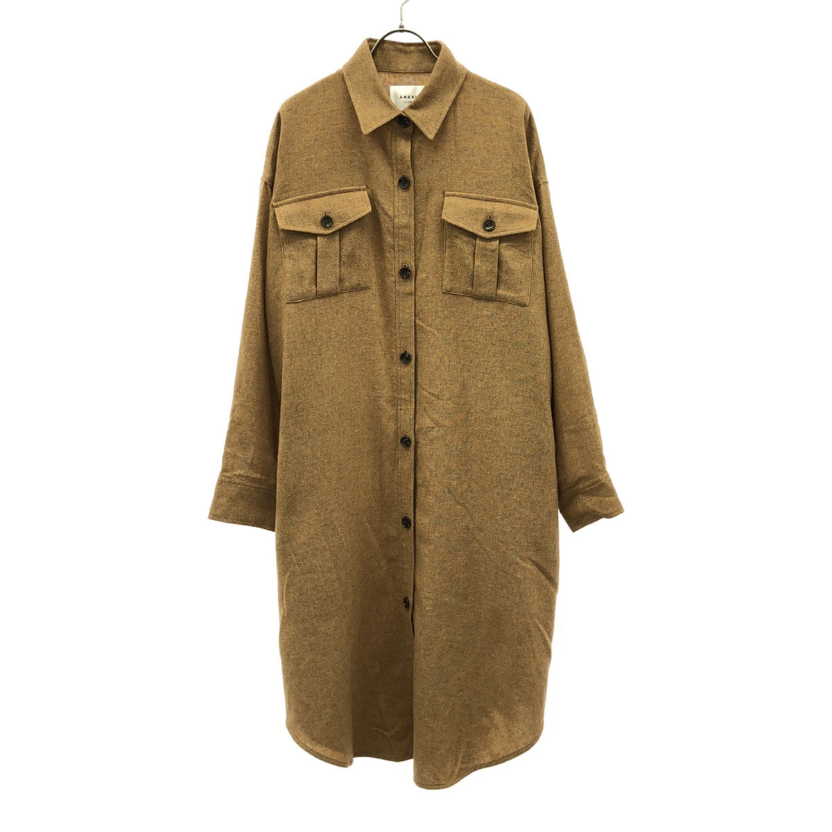 AMERI UNDRESSED アメリ 長袖 ウール混 ロング シャツワンピース F ブラウン レディース