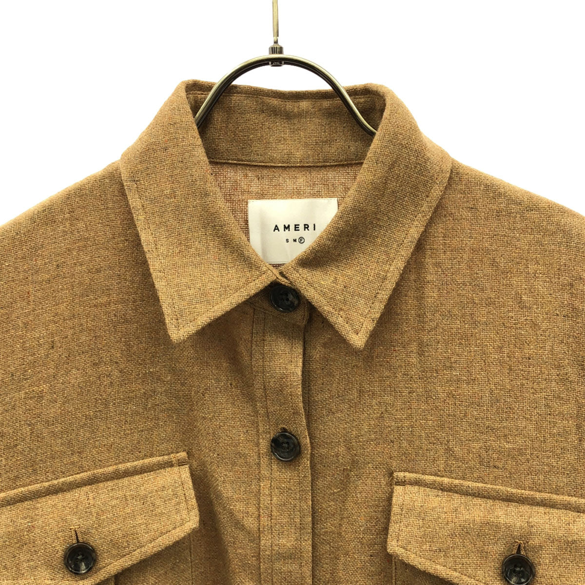 AMERI UNDRESSED アメリ 長袖 ウール混 ロング シャツワンピース F ブラウン レディース
