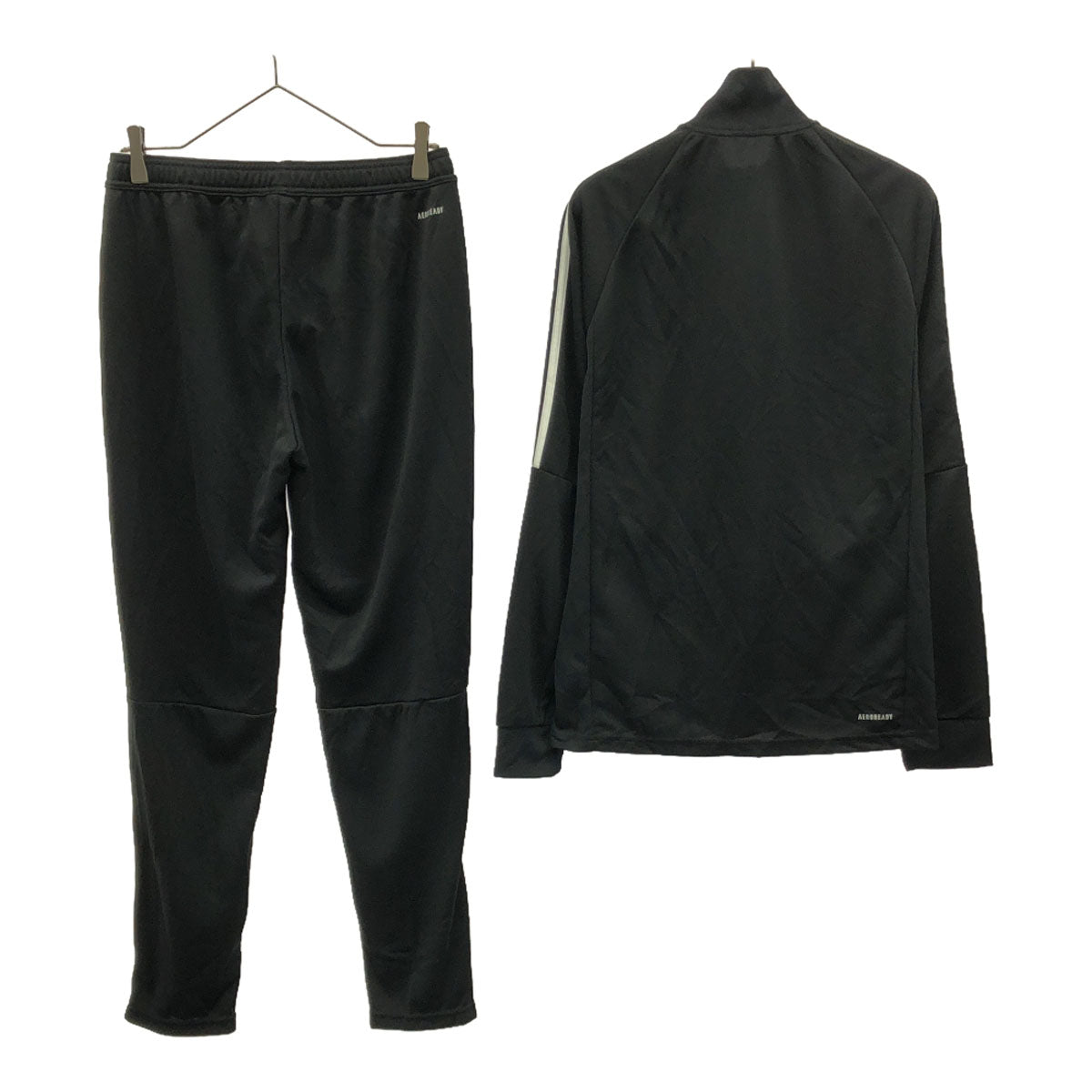 adidas アディダス ロゴプリント 長袖 トレーニングジャージ 上下 セットアップ L ブラック ウエストゴム サイドジップ メンズ