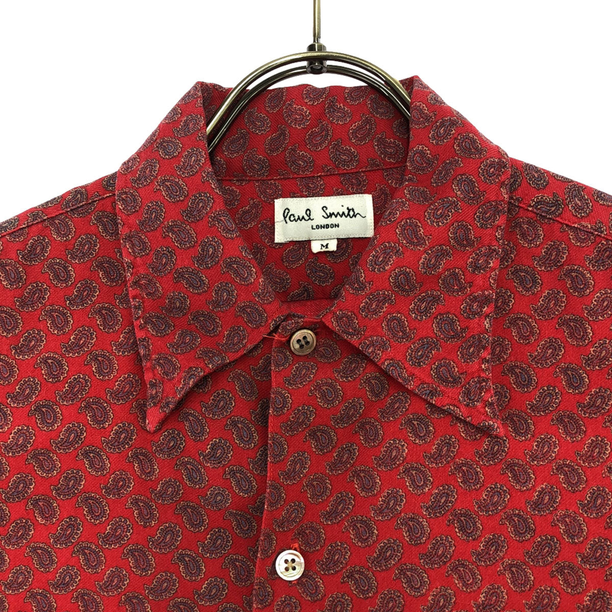Paul Smith LONDON ポールスミスロンドン ウールブレンド オールド ペイズリー柄 長袖 シャツ M レッド系 メンズ