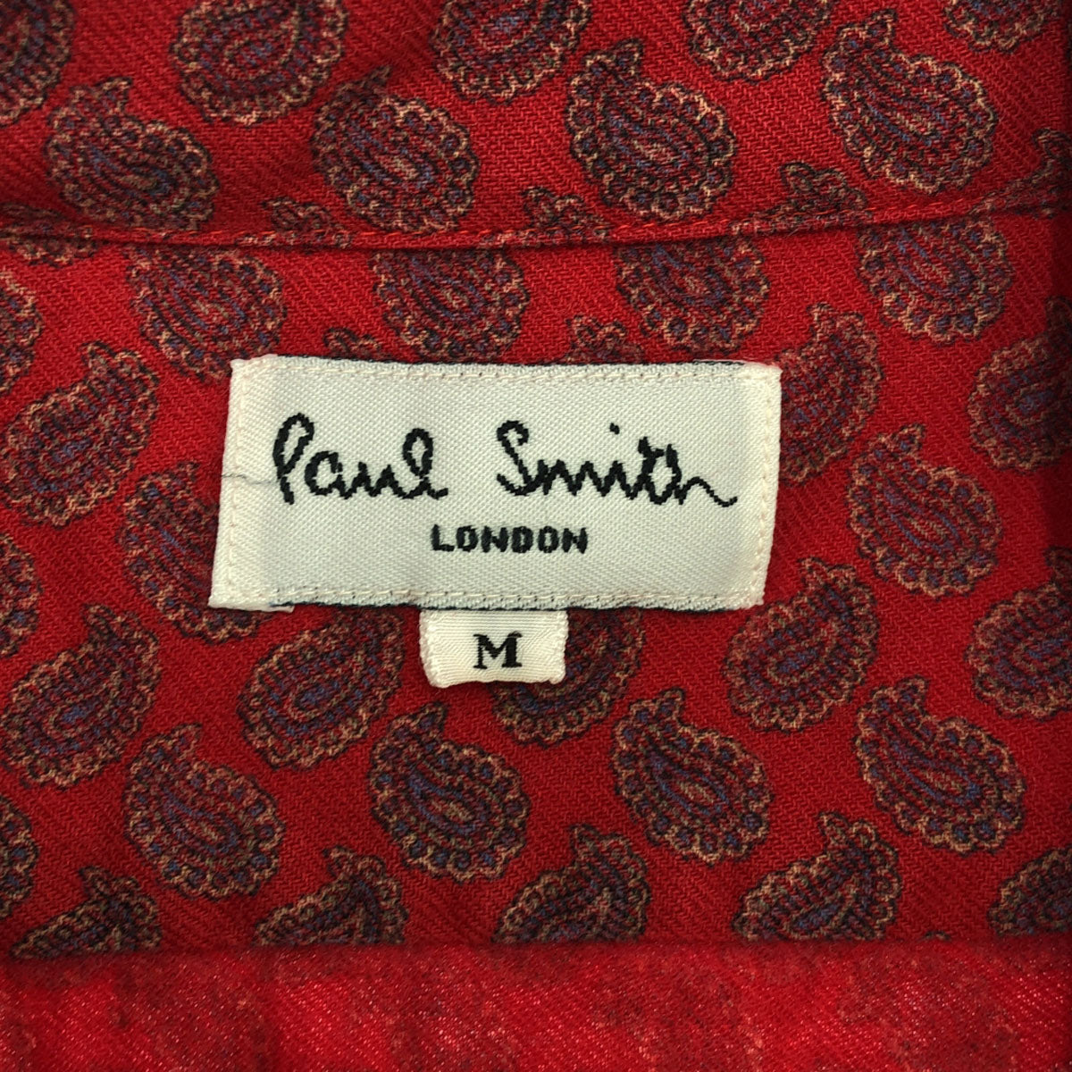 Paul Smith LONDON ポールスミスロンドン ウールブレンド オールド ペイズリー柄 長袖 シャツ M レッド系 メンズ