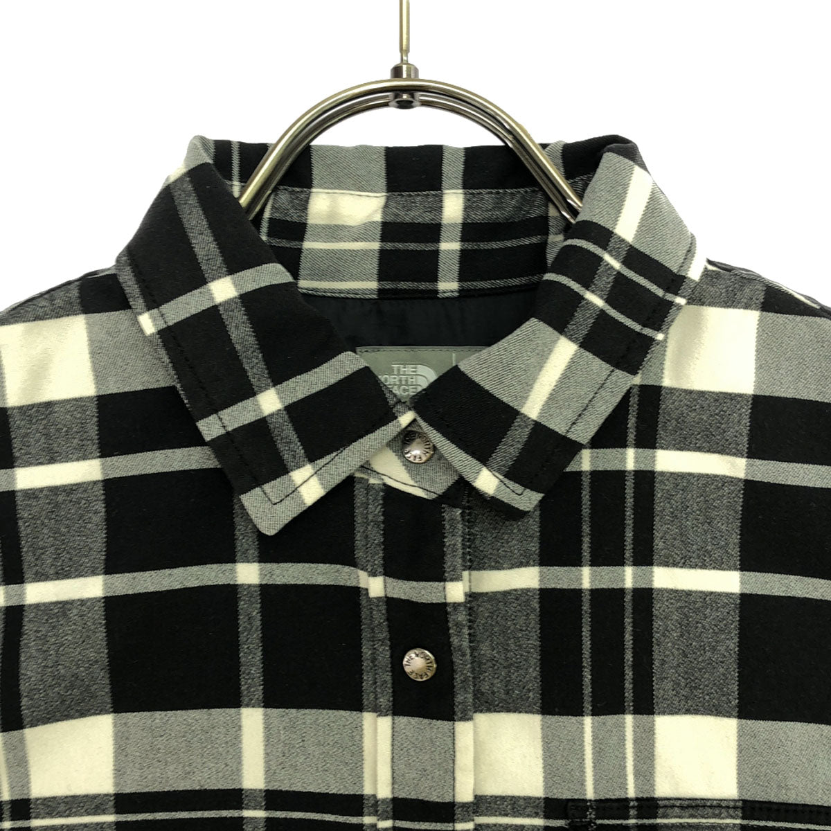 THE NORTH FACE ザノースフェイス チェック柄 長袖 ロングスリーブストレッチフランネル シャツ S ブラック×オフホワイト NRW62031 アウトドア レディース