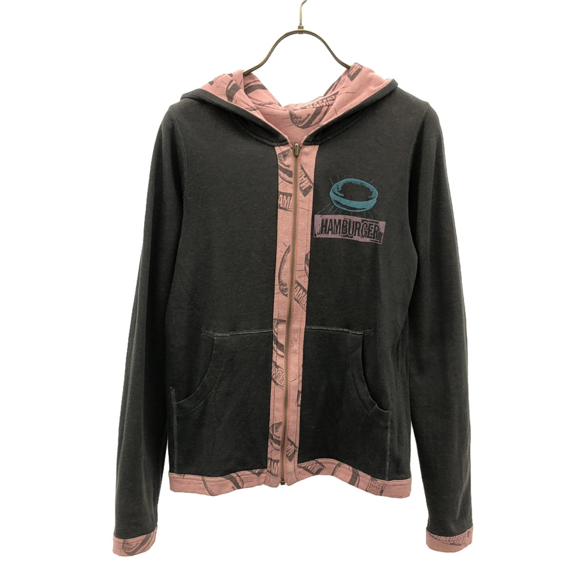 ANDY WARHOL BY HYSTERIC GLAMOUR アンディウォーホル バイ ヒステリックグラマー 日本製 長袖 リバーシブル スウェットパーカー ジップパーカー FREE ピンク系 レディース