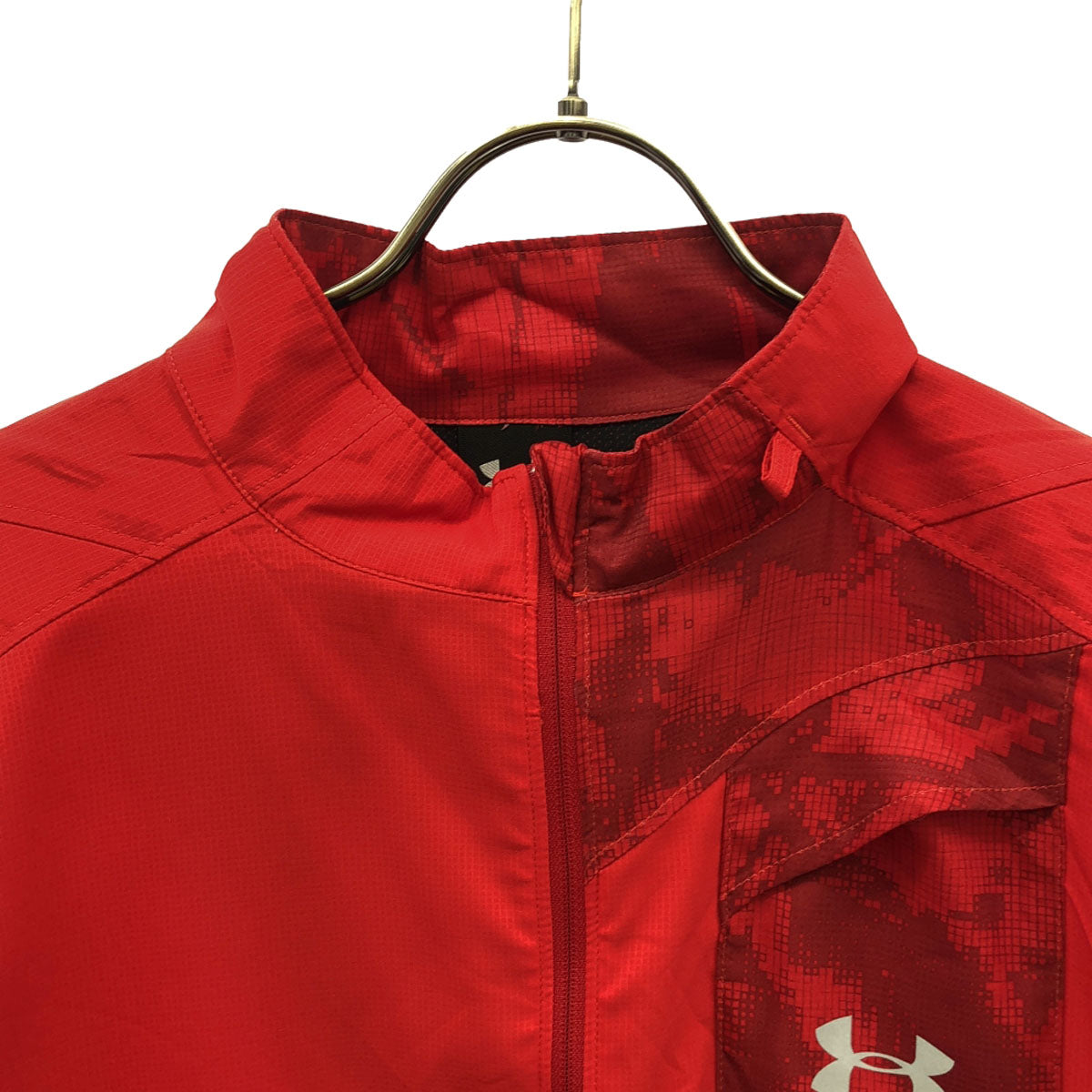 UNDER ARMOUR アンダーアーマー ロゴプリント スタンドカラー ジップ ジャケット LG レッド トレーニング メンズ