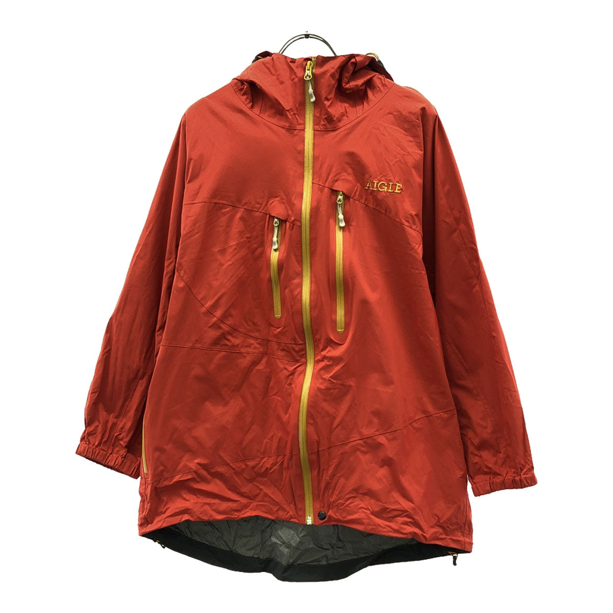 AIGLE エーグル ロゴ刺繍 マウンテンパーカー L オレンジ系 ナイロンジャケット アウトドア 8504-15401 メンズ