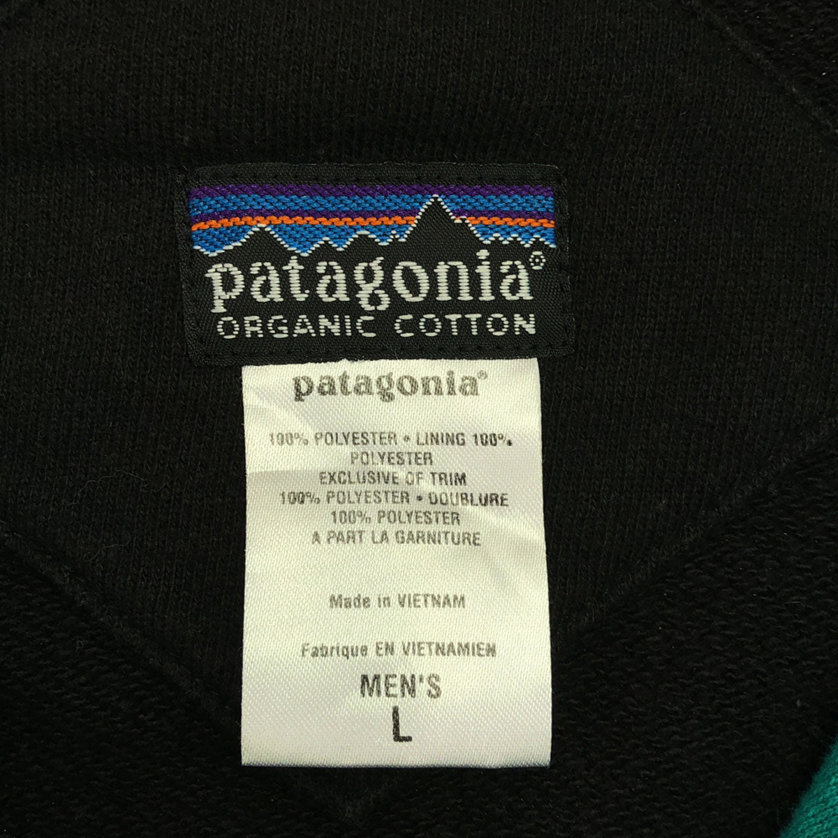 patagonia パタゴニア ブランドロゴ 長袖 ハーフジップ スウェット L ブラック×グリーン アウトドア 281035F7 メンズ