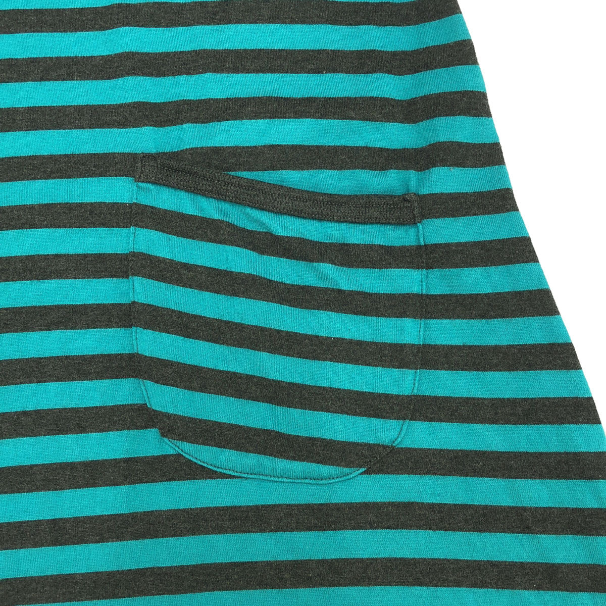 marimekko マリメッコ ボーダー柄 7分袖 ワンピース XS グリーン系×ブラック レディース