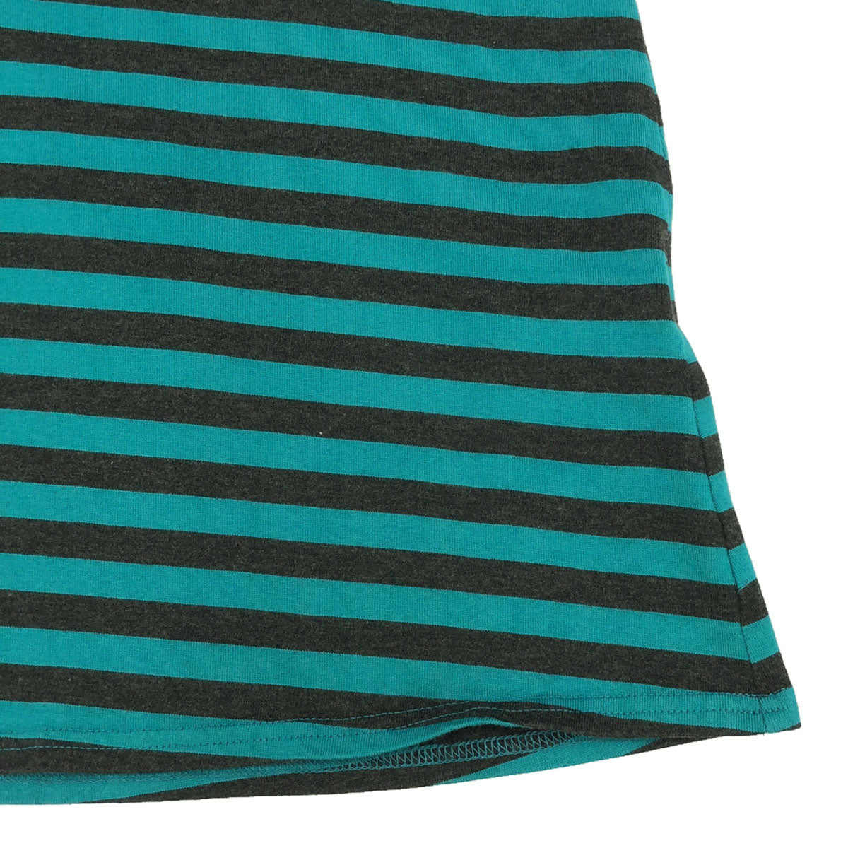 marimekko マリメッコ ボーダー柄 7分袖 ワンピース XS グリーン系×ブラック レディース