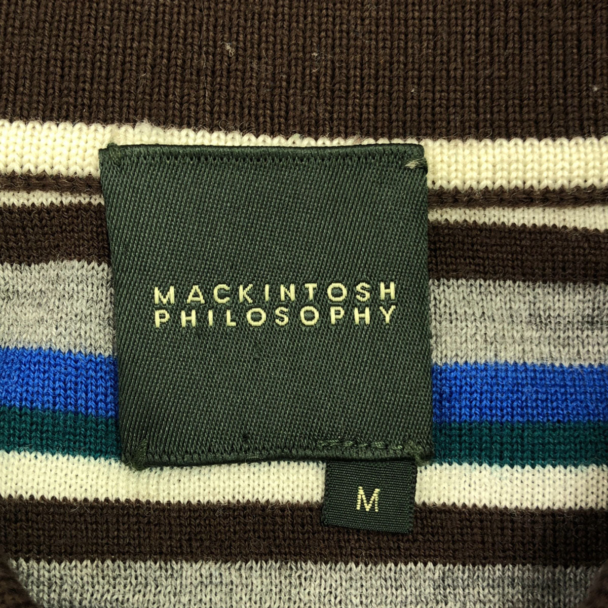 MACKINTOSH PHILOSOPHY マッキントッシュフィロソフィー 日本製 三陽商会 ウール100% ボーダー柄 長袖 ポロシャツ M ニット メンズ