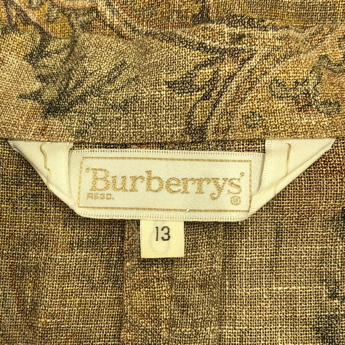 Burberrys バーバリーズ 90s 三陽商会 リネンブレンド オールド ペイズリー柄 7分袖 ジャケット 13 ベージュ レディース