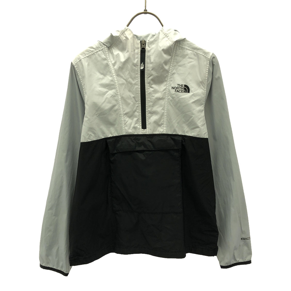 THE NORTH FACE ザノースフェイス ロゴプリント ハーフジップ マウンテンパーカー L(14/16) ホワイト アウトドア キッズ