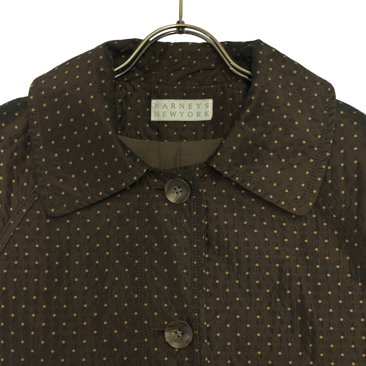 BARNEYS NEWYORK バーニーズニューヨーク ドット ロングコート 36 ブラウン レディース