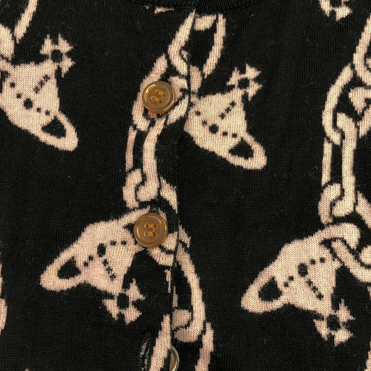 Vivienne Westwood Red Label ヴィヴィアンウエストウッド レッドレーベル 日本製 ウール100% 長袖 カーディガン M ブラック×ピンク レディース