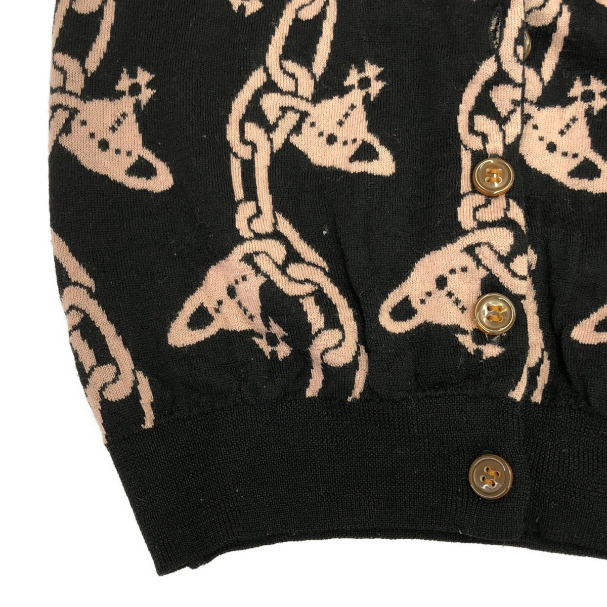 Vivienne Westwood Red Label ヴィヴィアンウエストウッド レッドレーベル 日本製 ウール100% 長袖 カーディガン M ブラック×ピンク レディース