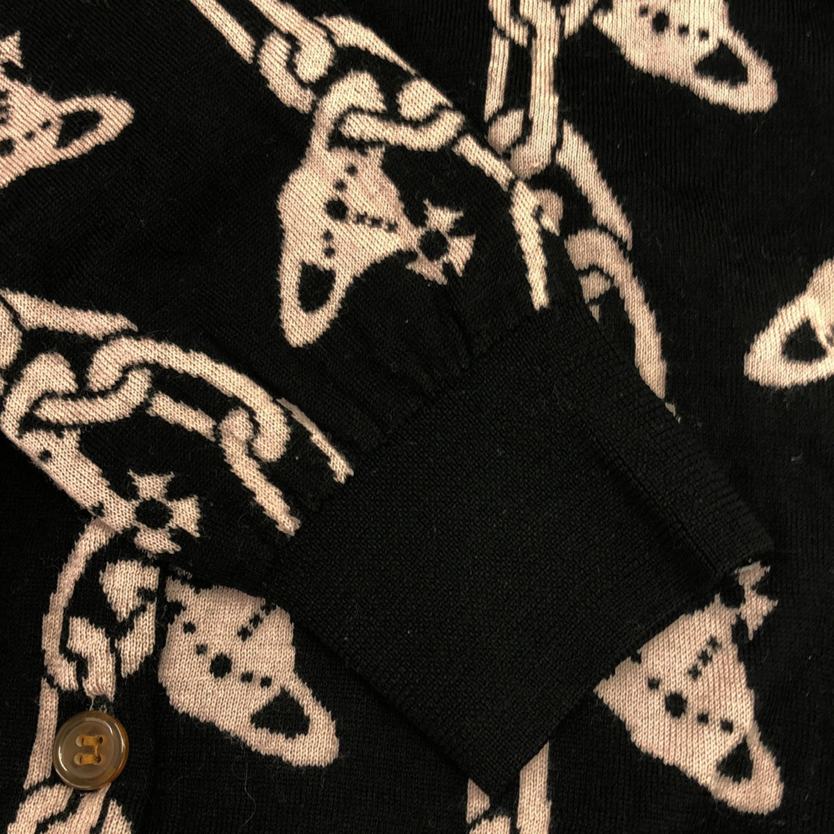 Vivienne Westwood Red Label ヴィヴィアンウエストウッド レッドレーベル 日本製 ウール100% 長袖 カーディガン M ブラック×ピンク レディース