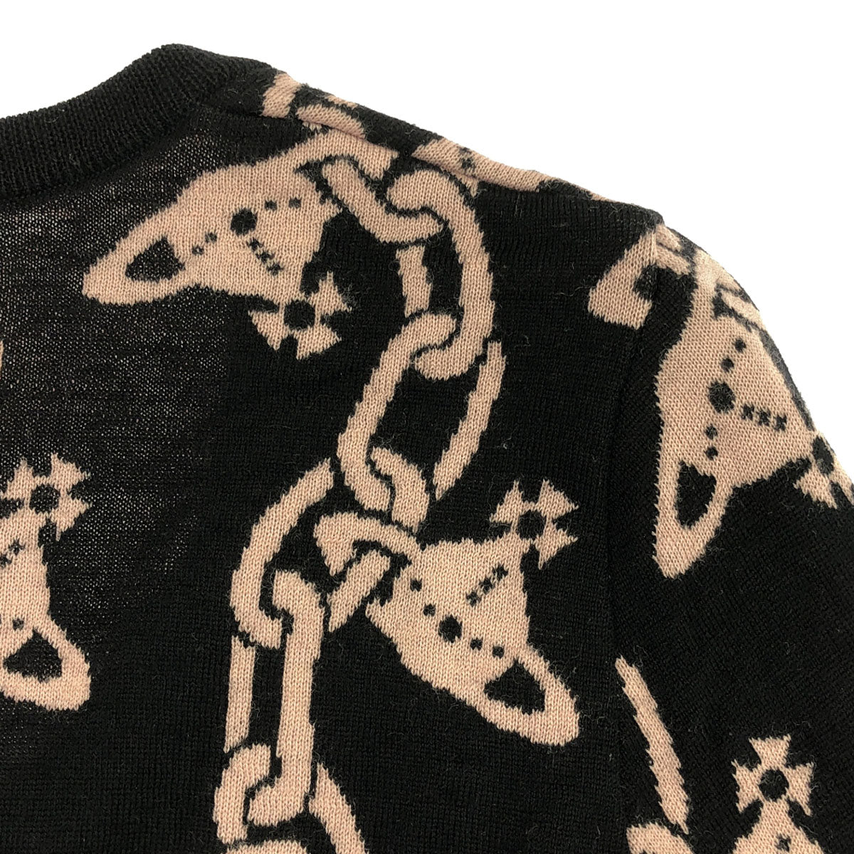 Vivienne Westwood Red Label ヴィヴィアンウエストウッド レッドレーベル 日本製 ウール100% 長袖 カーディガン M ブラック×ピンク レディース