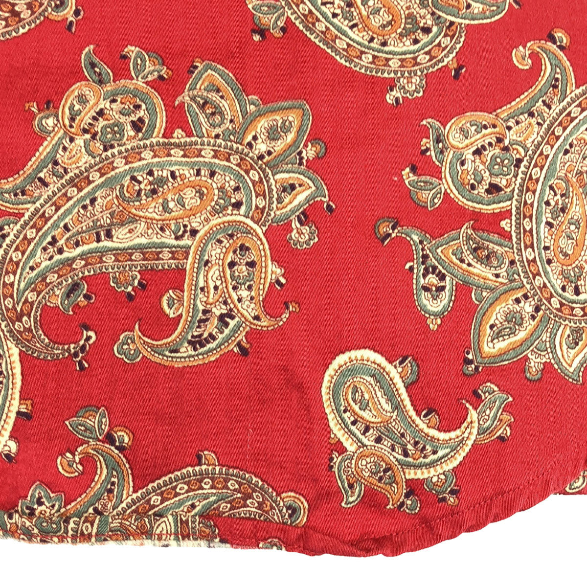 LAUREN RALPH LAUREN ローレンラルフローレン ペイズリー柄 ロゴ刺繍 長袖 コットンシャツ M レッド系 レディース