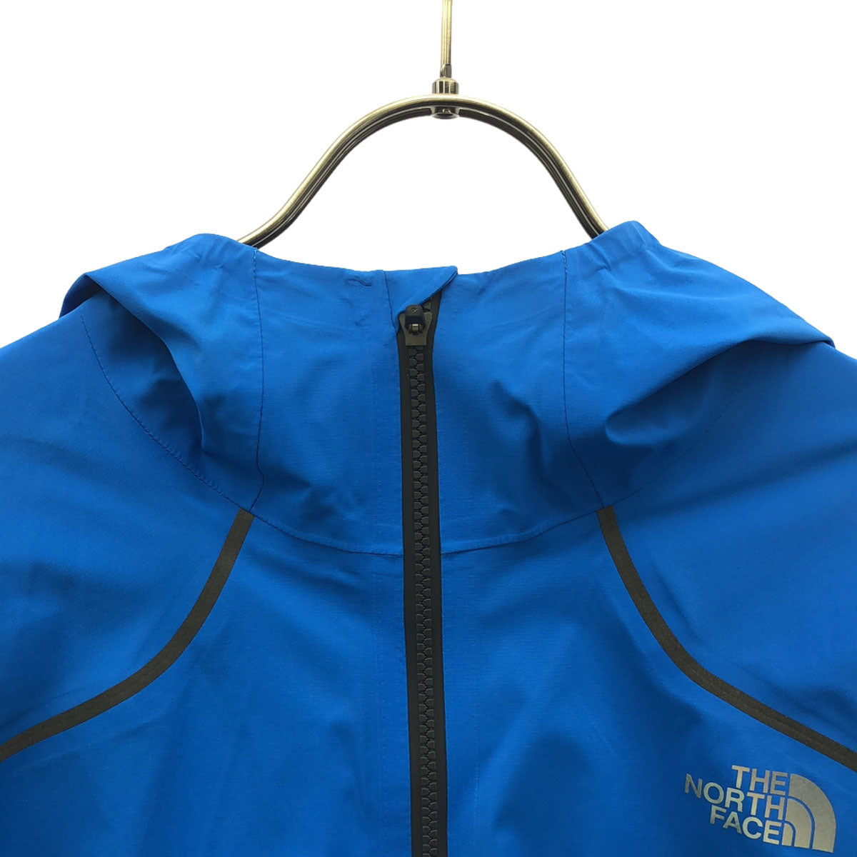 THE NORTH FACE ザノースフェイス ロゴプリント フライトトレイル ジャケット M ブルー アウトドア NPW71970 防水フーディジャケット レディース