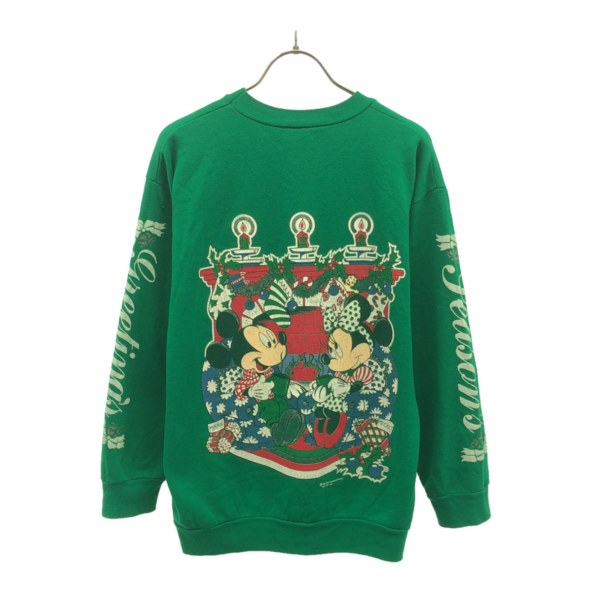 OLD オールド 90s ミッキー 長袖 クルーネック トレーナー グリーン スウェット レディース